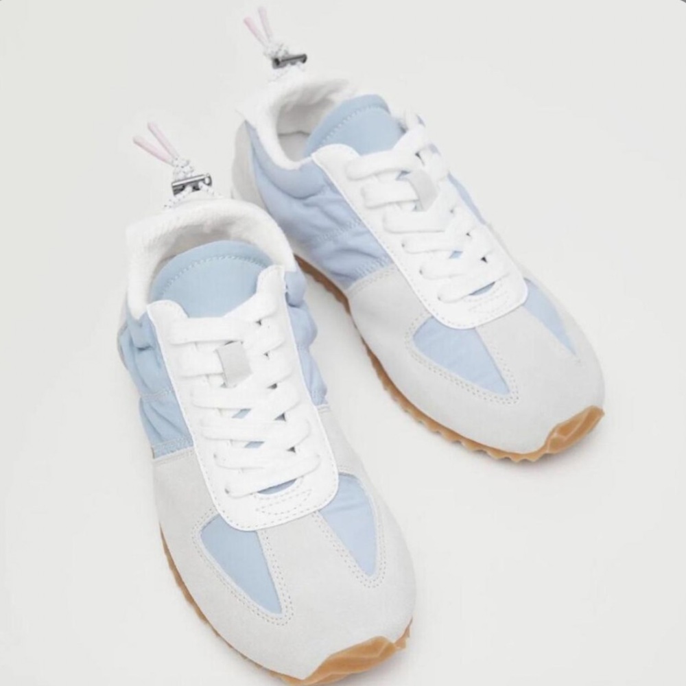 Mango Women's White and Blue Trainers